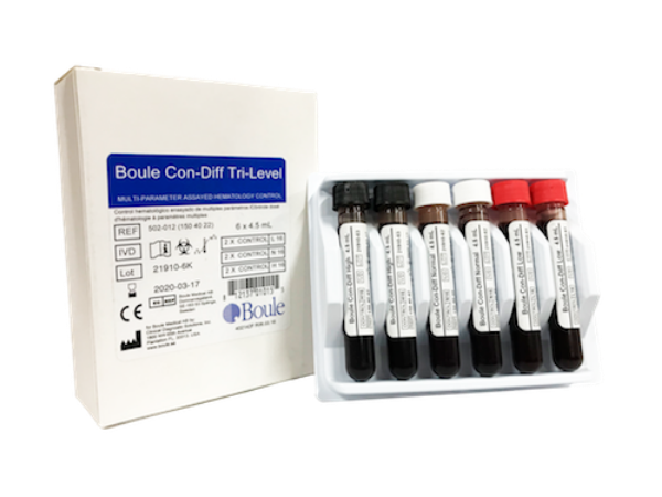 Control Hematológico Con-Diff Tri-Level para Analizadores Swelab - 1 caja con 6 controles (Alto-Normal-Bajo) de 4.5 mL - Boule