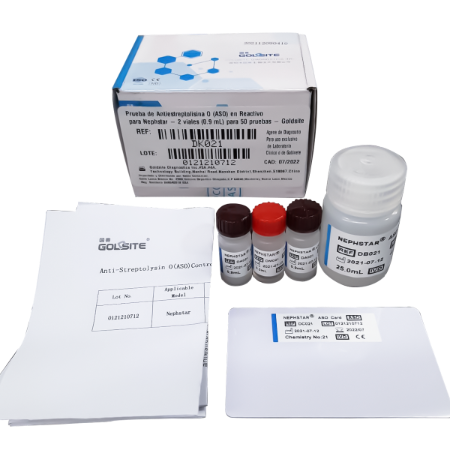 Prueba de Antiestreptolisina O (ASO) en Reactivo para Nephstar - 2 viales (0.9 mL) para 50 pruebas - Goldsite