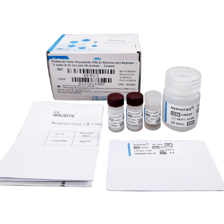 Prueba de Factor Reumatoide (FR) en Reactivo para Nephstar - 2 viales (0.45 mL) para 50 pruebas - Goldsite