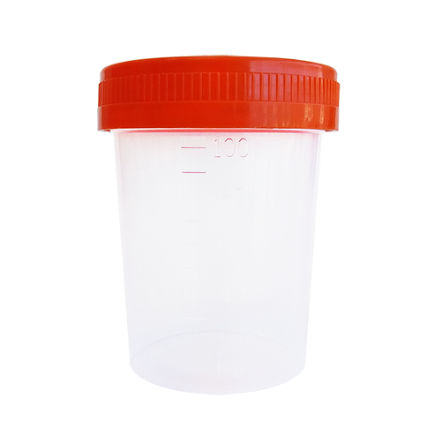 Contenedores de Orina No Estériles de 100 mL con tapa naranja - Bolsa con 25 piezas - Kabla