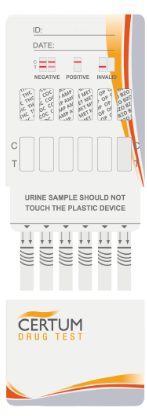 Panel multidrogas de 8 parámetros (THC/COC/AMP/MDMA/LSD/K2/MET/OPI) - caja con 25 pruebas - Certum