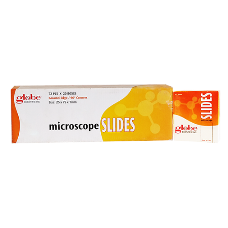 Portaobjetos de vidrio 25 x 75 mm con bordes rectos a 90 grados y esquinas planas - caja con 1440 piezas - Globe Scientific