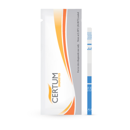 Prueba de Embarazo para detección de Gonadotropina Coriónica Humana (hCG) en Tira (25 mIU/mL) - Caja con 50 piezas - Certum