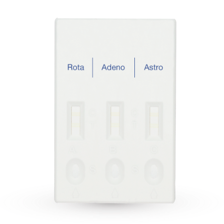 Prueba combo card para detección de Rotavirus, Adenovirus y Astrovirus en cassette - Caja con 20 piezas - CerTest