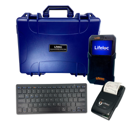 Lifeloc - Alcoholímetro LX9 DMS BT Kit, con batería recargable, teclado e Impresora BT
