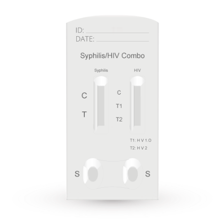 Prueba para detección de anticuerpos de Sífilis (IgG e IgM) y VIH (1, 2 y O) combo en cassette - Caja con 25 piezas - Certum