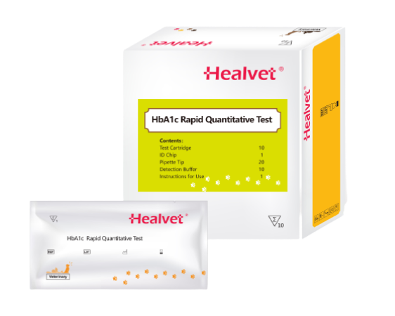 Prueba Rápida Cuantitativa de Hemoglobina Glicosilada Canina (HbA1C) - Caja con 10 pruebas - Healvet
