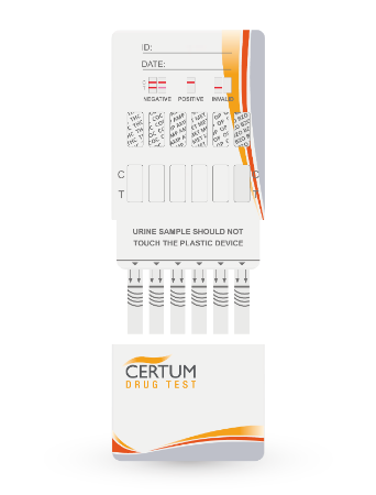 Panel multidrogas de 6 parámetro(THC50/COC300//OPI20000/AMP1000/BZO300/MET1000) - caja con 25 pruebas Mca. Certum