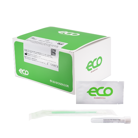 Prueba rápida para la detección de HIV/VIH en saliva (Fluido Oral) - Certum - Eco Diagnóstica (SD Biosensor) - Kit con 20 tiras y 20 tubos