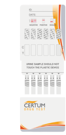 Panel multidrogas de 8 parámetros (COC150/THC50/MET500 /AMP500/MOR300/BAR200/BZD200/FYL20) - caja con 25 pruebas - certum