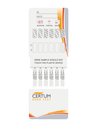 Panel multidrogas de 7 parámetros (COC/THC/AMP/MET/OPI/BZO/FYL) - caja con 25 pruebas - Certum
