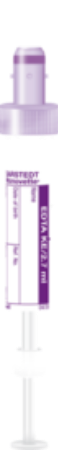 EDTA K3, 2,7 ml, cierre violeta, 75 x 13 mm, con etiqueta de papel 1 Corrugado con 10 cajas de 50 pz c/u