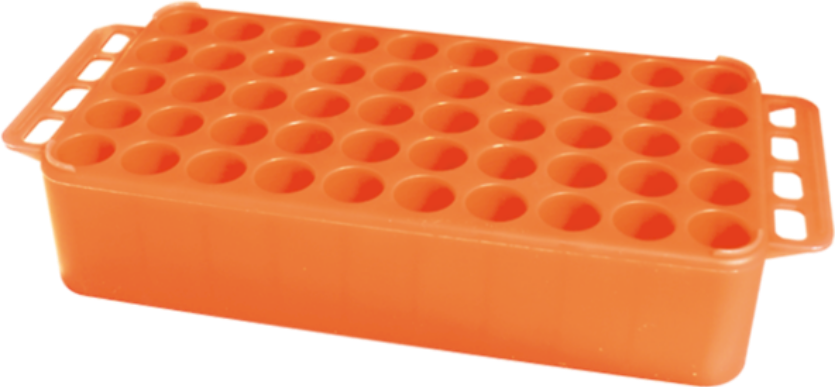 Gradilla en bloque D17 MG, 50 orificios, PP, NJ, con asas Caja con 12 pz Individuales