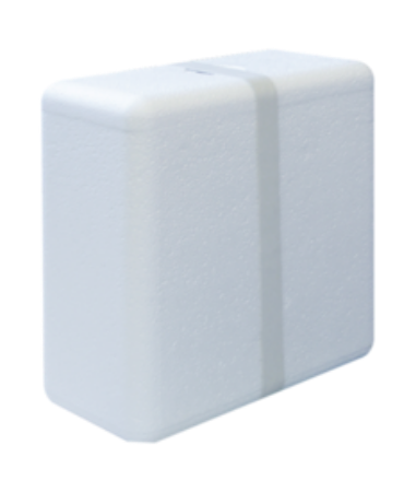 Recipiente de poliestireno expandido, apto como embalaje exterior para transporte refrigerado Caja con 36 pz individuales