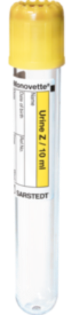 orina Z 10ml, 100 x 15 mm, cierre amarillo, con etiqueta de papel, estéril 1 Corrugado con 10 cajas de 50 pz c/u