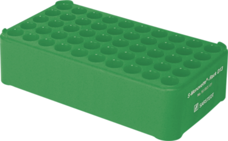 Gradilla Rack D13, 50 orificios, PP, VD Caja con 16 pz Individuales