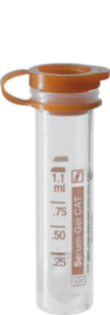 Microtubo preparado de 1.1ml Suero-Gel, TP 1 Corrugado con 10 cajas de 100 pz c/u
