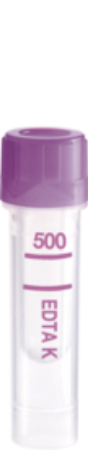 Microtubo Microvette 500 EDTA K3, 500 µl, cierre violeta, fondo plano 1 Corrugado con 10 cajas de 100 pz c/u