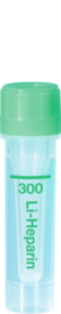300 Heparina de litio, 300 µl, cierre verde, fondo plano 1 Corrugado con 10 cajas de 100 pz c/u