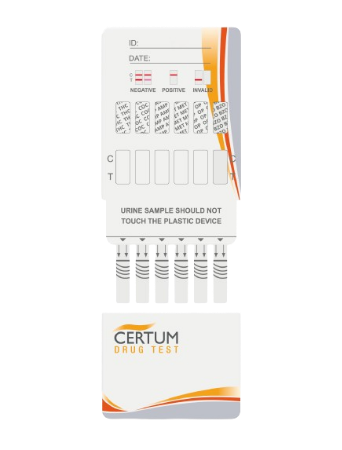 Panel multidrogas de 7 parametros (AMP/COC/THC/MET/OPI/FYL/MPD) - caja con 25 pruebas - Certum