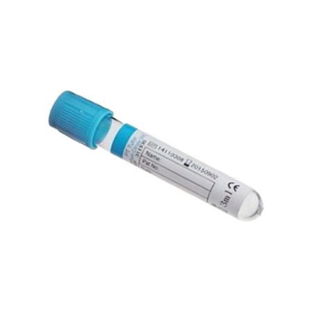 Tubo azul al vacío tipo vacutainer con citrato de sodio 3.2% (Tubo PT) 13×75 mm 4 ml, plástico PET - Gradilla con 100 piezas