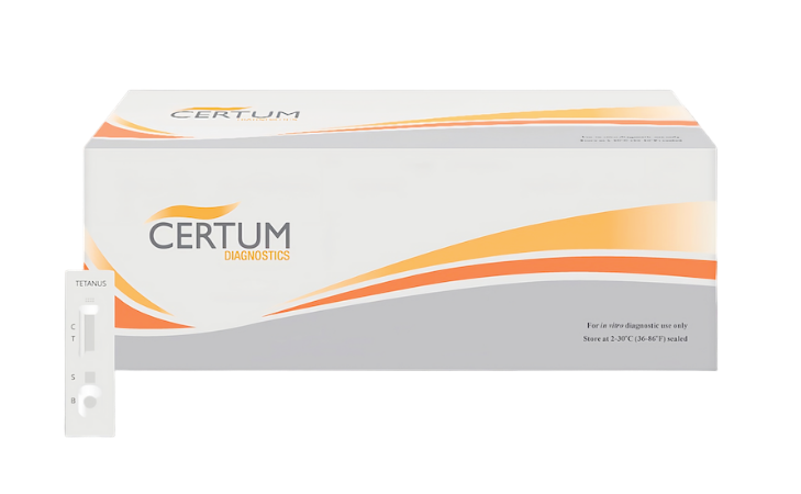 Prueba rápida en cassette para detección cualitativa de anticuerpos a la toxina del Tétanos -Caja con 40 pruebas- Certum