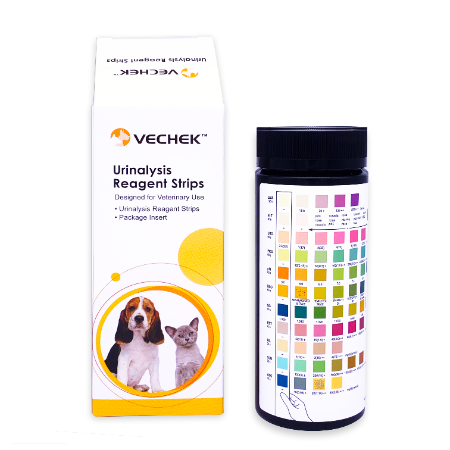 Tiras reactivas veterinarias para uroanálisis de 11 parámetros - frasco con 25 tiras - VECHEK