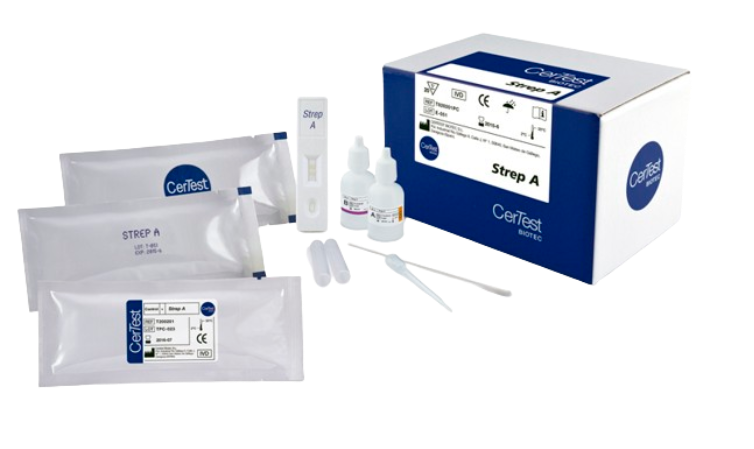Prueba para detección cualitativa de Estreptococo A en Cassette - Caja con 20 pruebas -CerTest