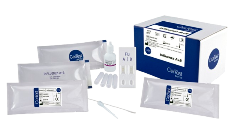 Prueba para detección de Influenza A+B en Cassette - Caja con 20 pruebas - CerTest